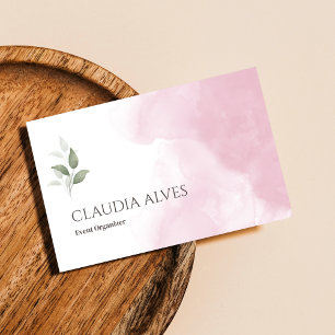 Carte De Visite Aquarelle simple rose et blanc