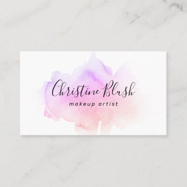 Carte De Visite Aquarelle simple rose et violet (Devant)