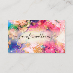 Carte De Visite Aquarelle Sparkly Gold Foil Beauté Salon Ombre