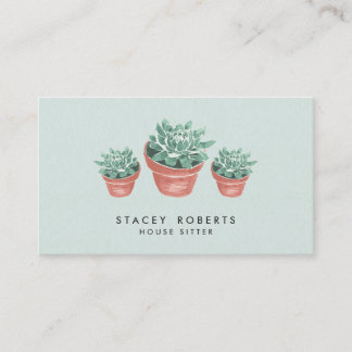 Carte De Visite Aquarelle Succulente Plante Maison Animaux de comp