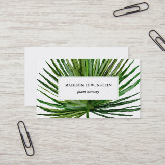 Carte De Visite Aquarelle Tropical Palm Leaf Botanique 
