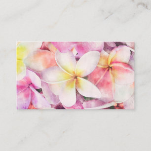 Carte De Visite Aquarelle tropicale de la plumeria d'Hawaï