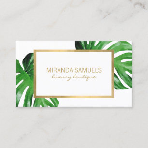 Carte De Visite Aquarelle tropicale Monstera Boutique Feuille