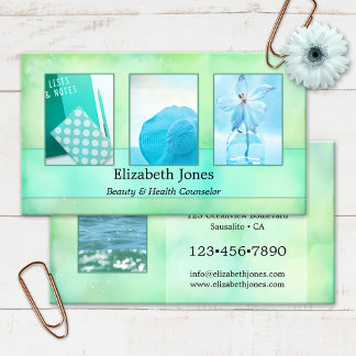 Carte De Visite Aquarelle Turquoise Abstraite Vos Photos