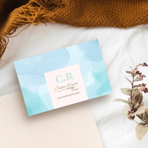 Carte De Visite Aquarelle Turquoise bleu moderne