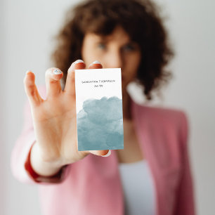 Carte De Visite Aquarelle turquoise Code QR Icônes des médias soci