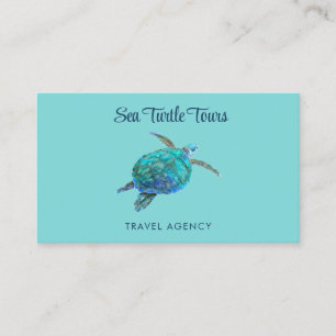 Carte De Visite Aquarelle Turquoise de la tortue de mer