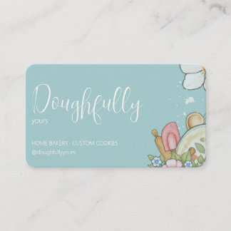 Carte de visite aquarelle turquoise pour boulanger
