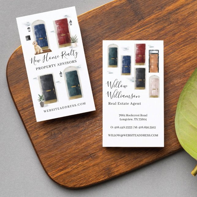 Carte De Visite Aquarelle unique Portes avant Immobilier (Créateur téléchargé)