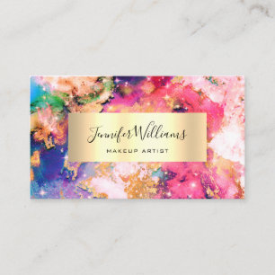 Carte De Visite Aquarelle unique Sparkly Gold Foil Salon de beauté