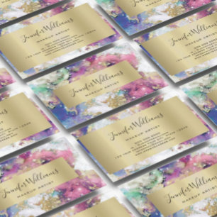Carte De Visite Aquarelle unique Sparkly Gold Foil Salon de beauté