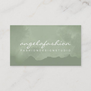 Carte De Visite Aquarelle Vert Lavé Bohème Chic Végétalien