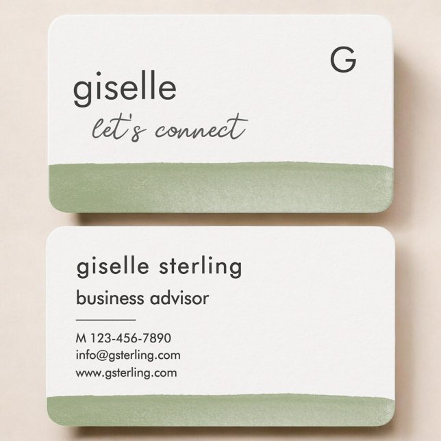 Carte De Visite Aquarelle Vert Sauge (Créateur téléchargé)