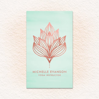 Carte De Visite Aquarelle verte rose à huile Lotus