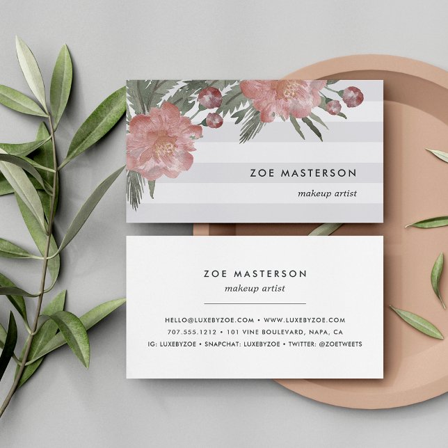 Carte De Visite Aquarelle vintage bande florale (Créateur téléchargé)