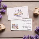 Carte De Visite Aquarelle vintage florale machine à coudre sur mes<br><div class="desc">Faites une première impression inoubliable avec notre carte de visite de machine à coudre vintage lavande violet à l'aquarelle peinte à la main et d'une qualité exceptionnelle. Notre carte de visite de machine à coudre vintage lavande violet peint à la main est plus qu'un moyen de partager vos coordonnées :...</div>
