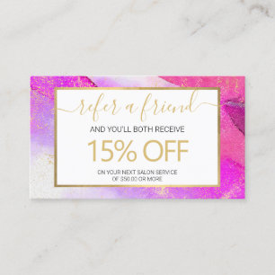 Carte De Visite Aquarelle violet Abstraite Faux Gold Dust Referend