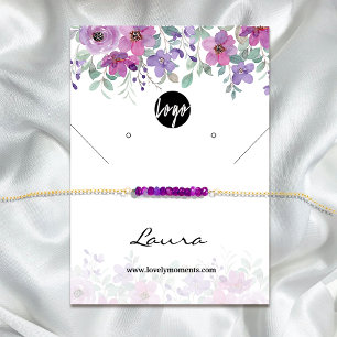 Carte De Visite Aquarelle violet Florals écran d'oreille