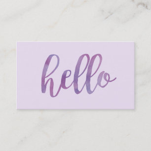 Carte De Visite Aquarelle violet Hello Typographie