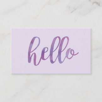Carte De Visite Aquarelle violet Hello Typographie