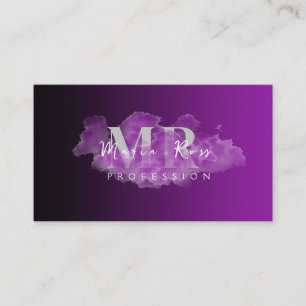 Carte De Visite Aquarelle violet logo Rose or violet fumée