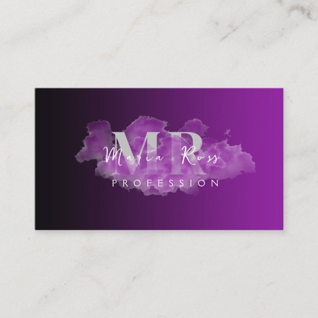 Carte De Visite Aquarelle violet logo Rose or violet fumée (Devant)