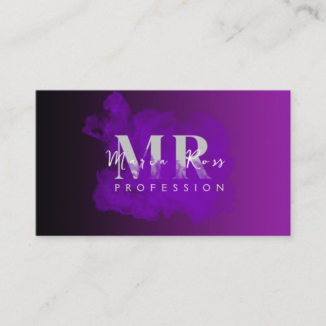 Carte De Visite Aquarelle violet logo Rose or violet fumée (Devant)