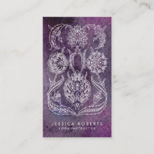 Carte De Visite Aquarelle violette Bohème Floral