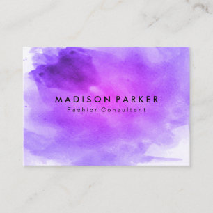 Carte De Visite Aquarelle violette contemporaine broyée