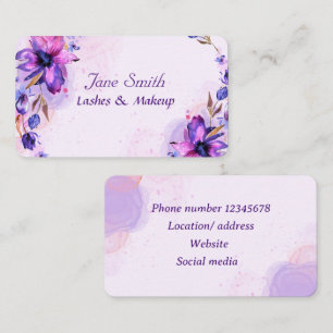 Carte De Visite Aquarelle violette fleurs abstraites