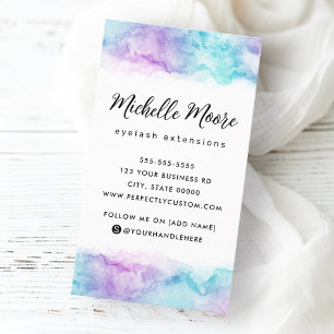 Carte De Visite Aquarelle violette logotype vertical personnalisé