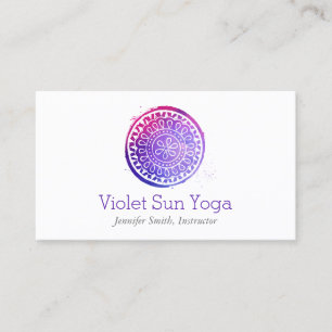 Carte De Visite Aquarelle violette Mandala Yoga et bien-être