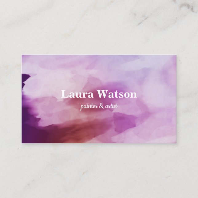 Carte De Visite Aquarelle violette moderne Customisée (Devant)