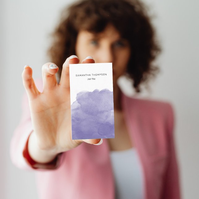 Carte De Visite Aquarelle violette QR Code icônes de médias sociau (Créateur téléchargé)