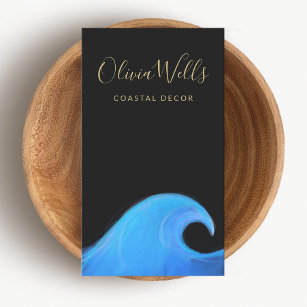 Carte De Visite Aquarelle Wave Tropical Coastal Decor Designer