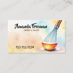 Carte De Visite Aquarelle Whisk et mélange Bowl Baker