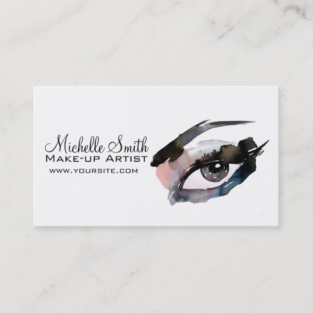 Carte De Visite Aquarelle yeux de foudre extension maquillage marq (Devant)