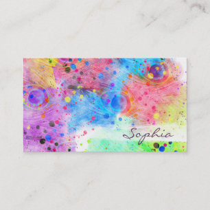 Carte De Visite Aquarelles cool plumes paon abstrait motif