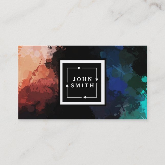 Carte De Visite Aquarelles Multi-couleurs Modernes Abstraites Cool (Devant)