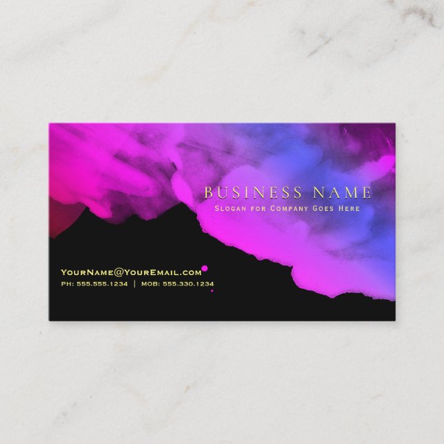 Carte De Visite Aquarelles profondes intenses de l'orchidée Magent (Devant)