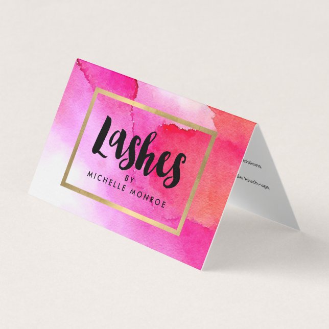 Carte De Visite Aquarelles roses en gras Lash Extensions (Devant)