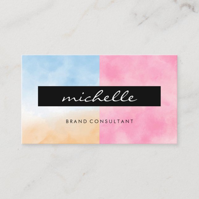 Carte De Visite Aquarelles | Simple et coloré (Devant)