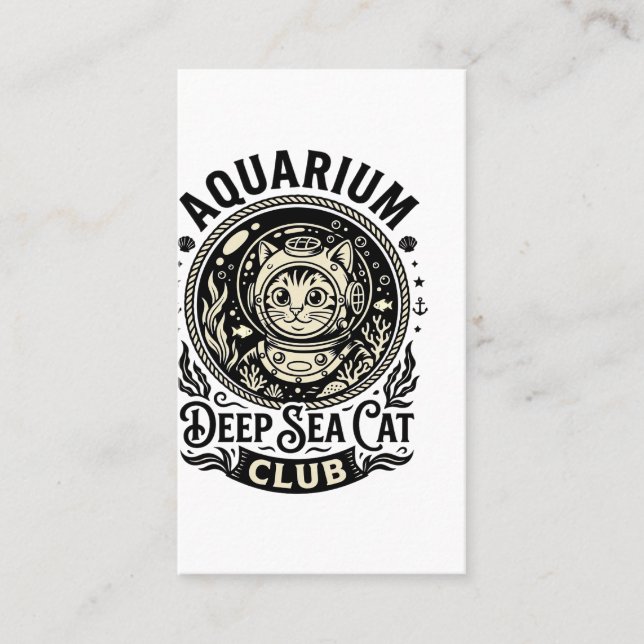 Carte De Visite Aquarium Chat de mer profond Graphique de chat drô (Devant)