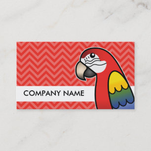 Carte De Visite Ara perroquet oiseau Macaw cartoon écarlate