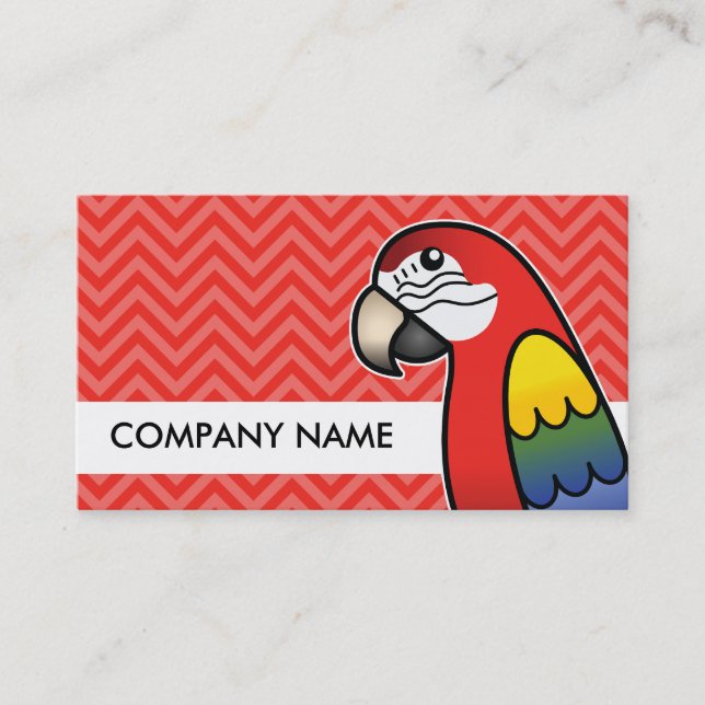 Carte De Visite Ara perroquet oiseau Macaw cartoon écarlate (Devant)