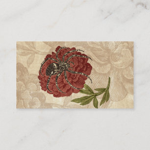 Carte De Visite Araignée sur fleurs