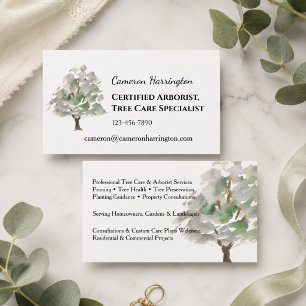 Carte de visite arboriculteur vert sauge arbre aqu