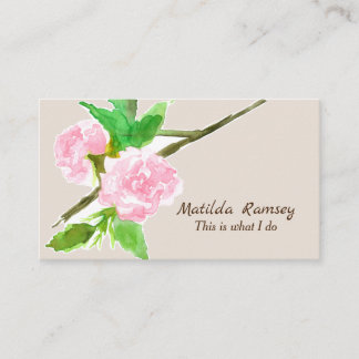 Carte De Visite Arbre à fleurs rose Aquarelle Botanique