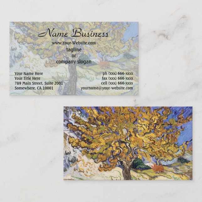 Carte De Visite Arbre à mûres de Van Gogh Tourbillon Jaune (Devant / Derrière)