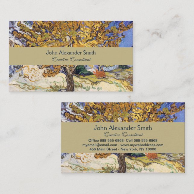 Carte De Visite Arbre aux mûres de Van Gogh Tourbillon jaune (Devant / Derrière)